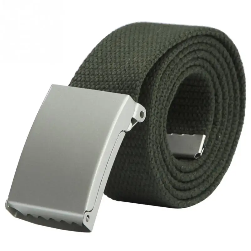 

1PC Men And Women Casual Solid Color Canvas Belt Automatic Buckle Student Military Army Belt Waistband