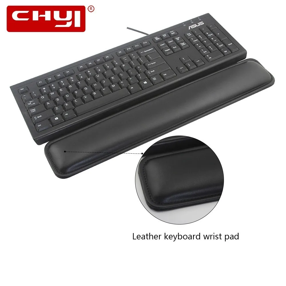 

CHYI Wrist Rest Pad For Mechanical Keyboard Leather Ergonomic Wrist Rest Pad Memory Sponge Large Keypad Mat For Office PC Laptop