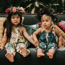 Детский комбинезон с цветочным рисунком для маленьких девочек; комбинезон; летний костюм