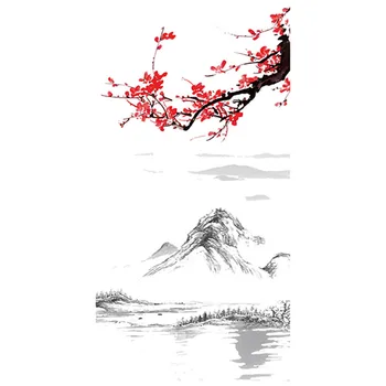 

Mountain Water Tree landscape 3d vinyl wall stickers home bathroom door window glass film frosted wallpaper 60*116cm 5 styles