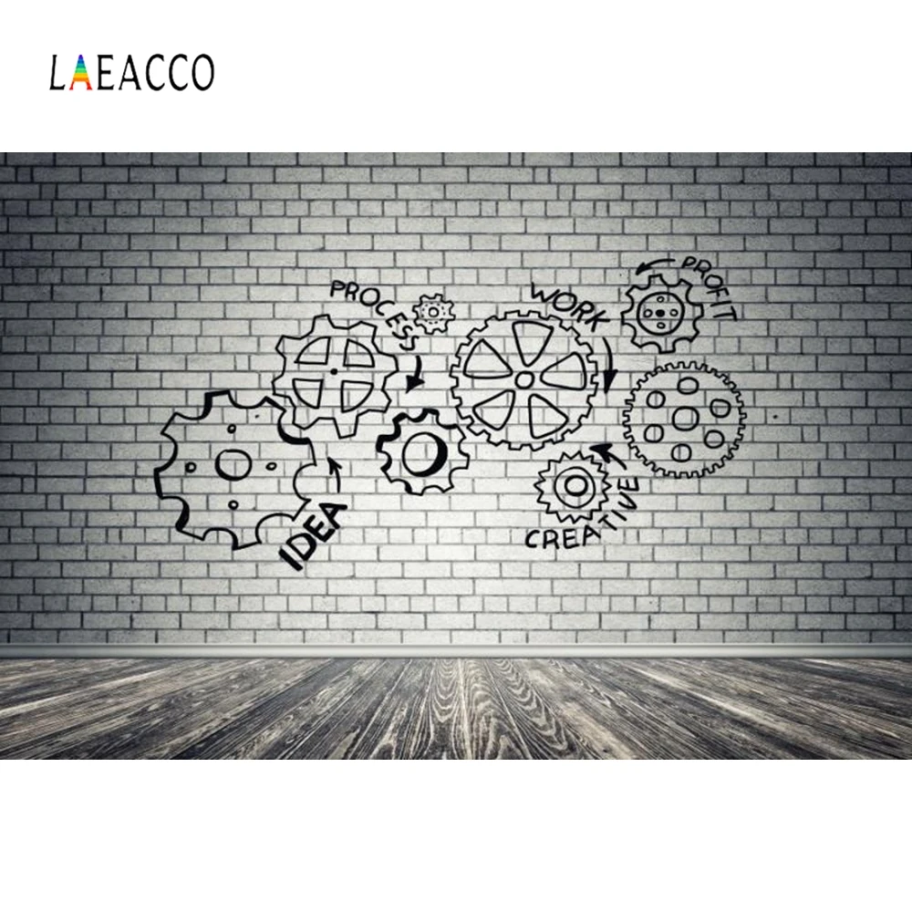 

Laeacco Wall Gears Pattern Wooden Floor Backdrop Baby Photography Backgrounds Customized Photographic Backdrops For Photo Studio