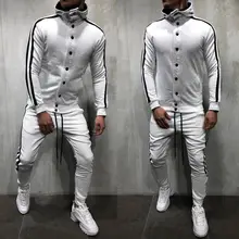 Бренд для мужчин спортивный костюм с длинным рукавом повседневное Кнопка Толстовка комплект мотобрюки брюки для девоч