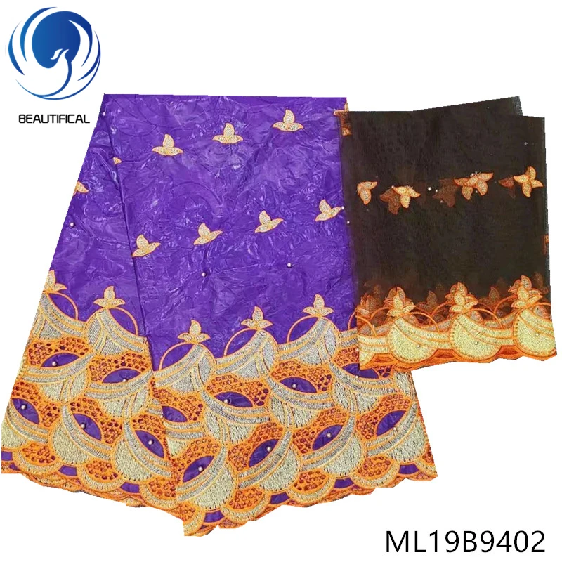 

BEAUTIFICAL bazin fabric embroidery 7 yards cotton riche fabric for dresses latest design ML19B94