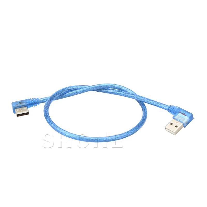 Прозрачный синий l образный двойной usb кабель для передачи данных Папа папа USB 90