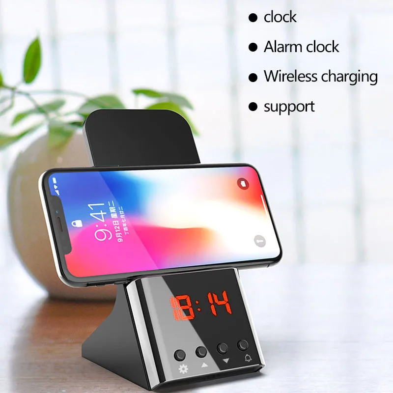 

10W Qi Fast Wireless Charger Qi Standard Wireless Charging with Alarm Clock Stand for IPhone X XS Max 7 8 Samsung Galaxy S8 S9