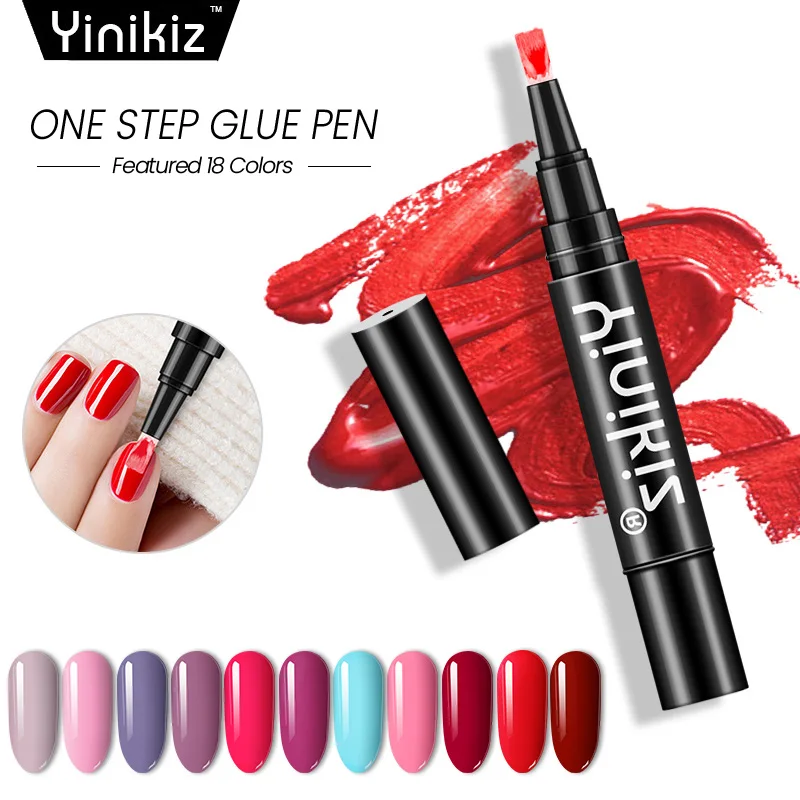 

Yinikiz 3 In 1 Gel Nail Polish One Step Gel Varnish Pen No Need Top Base Easy To Use UV Gel Lacquer Cat Eye Nail Art Glue