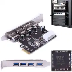 USB 3,0 карта расширения PCI-E карта концентратор к PCI-e PCI Express 4 порта адаптер Высокая скорость через чипсет внутренний для настольного