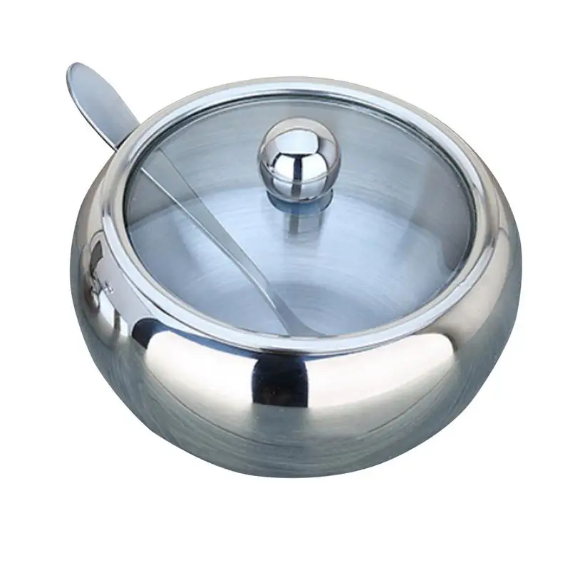 

Seasoning Tank + spoon /set Household Thicker Stainless Steel tank Coffee Jam Lid Salt Spoon Bowl Sugar Box Kitchen Cooking Tool