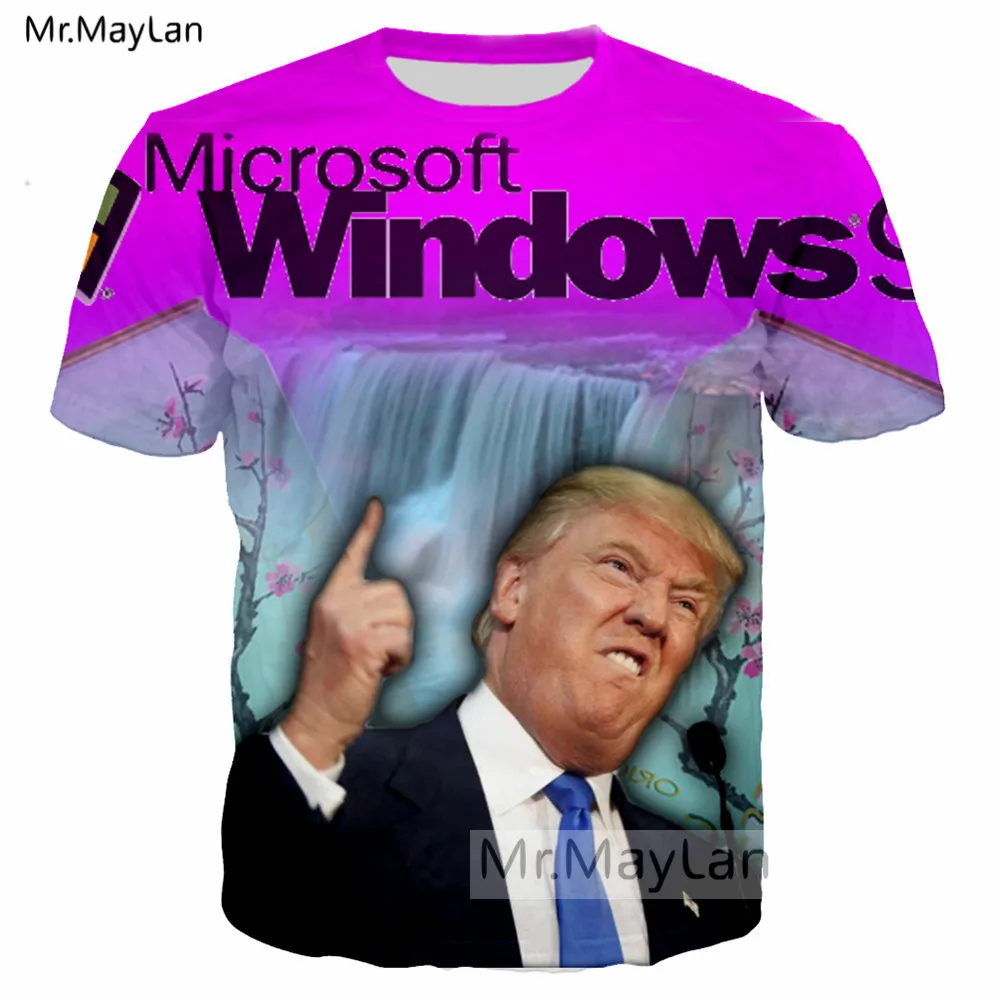

Funny 3D Print Vaporwave Trump Windows Tshirt Men/women Streetwear T-shirt Boy Summer Oversized T shirt Man 2019 Clothes 5XL 6XL
