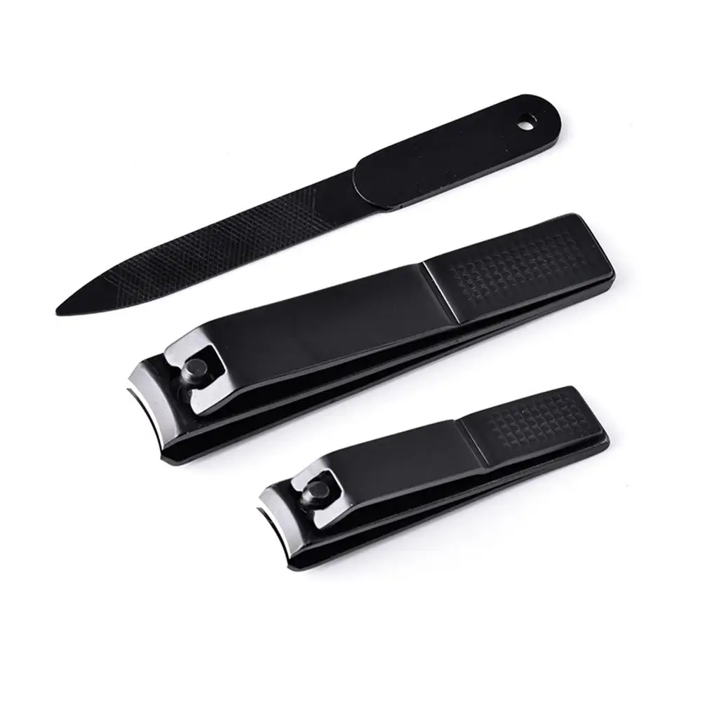 

Nail Clipper Set Black Stainless Steel Fingernails and Toenails Clippers Nail File Sharp Nail Cutter