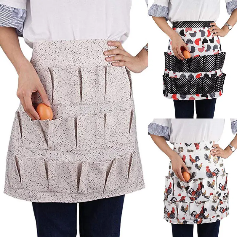 

Home Garden Farmhouse Chicken Egg Collecting Cleaning Apron With 12 Pockets polyester Apron