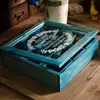 9-секционная деревянная шикарная чайная коробка с отсеками, контейнер для сумок, нагрудное хранилище, новинка, искусственная косметика, ювелирные изделия, 24X24X7 см ► Фото 1/6
