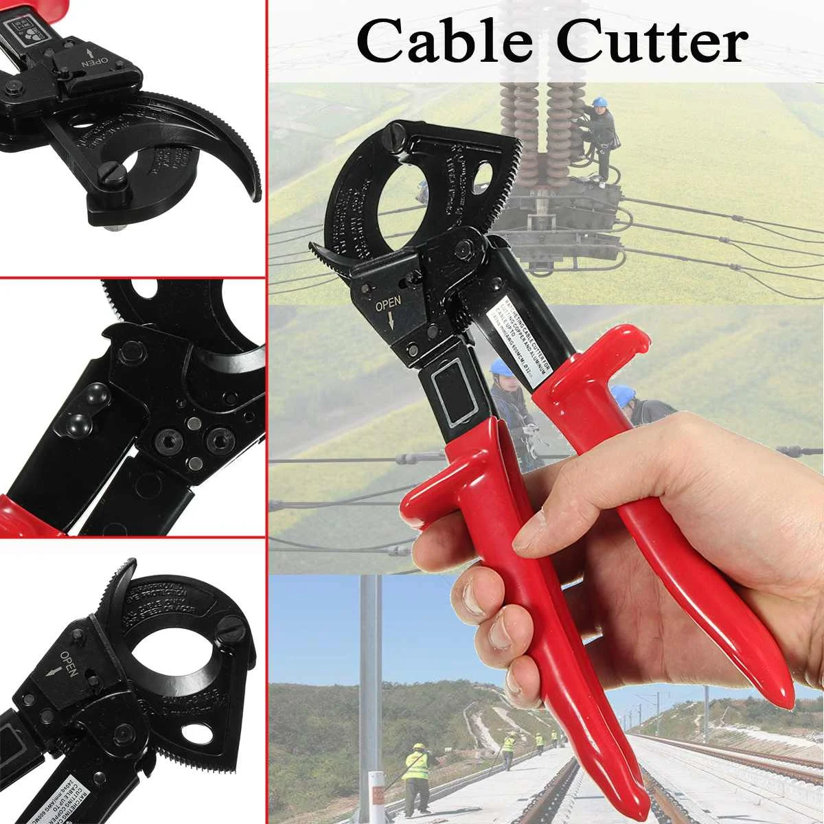

Multifunctional Ratcheting Ratchet Cable Cutter Plier AWG 600M CM for Copper Aluminum Cable Wire Cutter Pliers Hand Tools