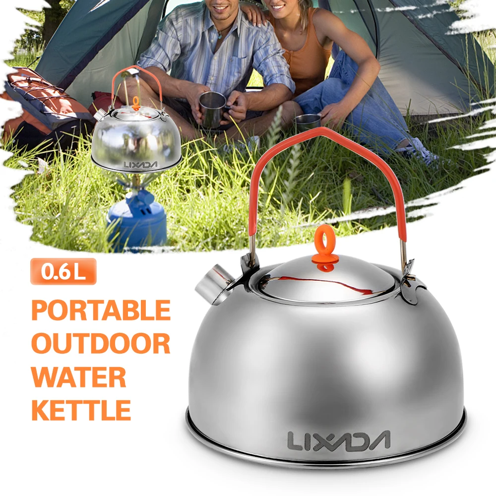 

0.6L Stainless Steel Tea Kettle Portable Outdoor Camping Hiking Water Kettle Teapot Coffee Pot Kettle Outdoor Sports Kettle