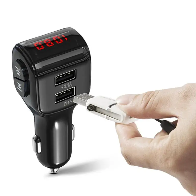  USB Car Charger Kit Handsfree FM Transmitter Aux Modulator Audio MP3 Player Bluetooth 4.2 Fast Charging Car USB Charger