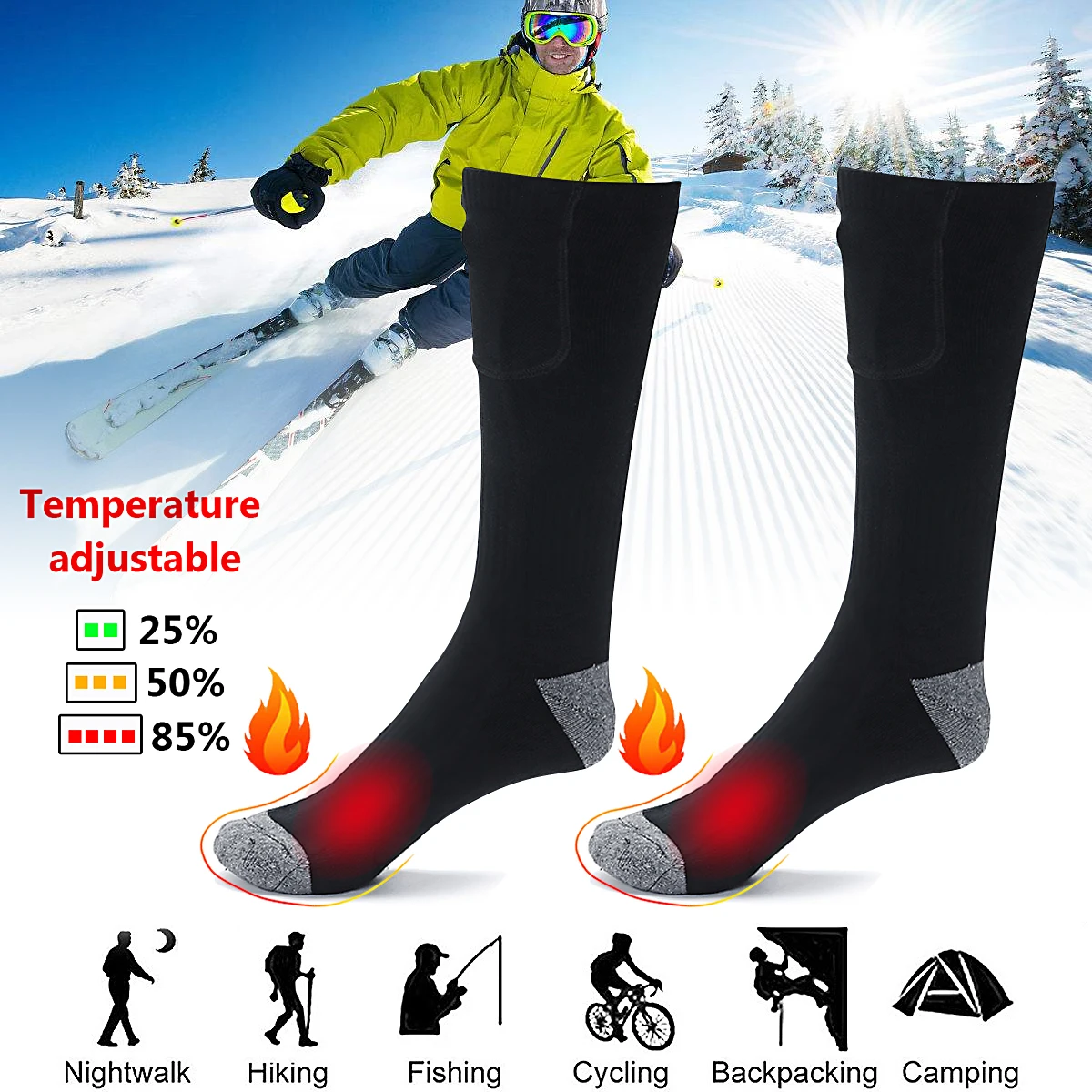 

NEW 3.7V Electric Heated Socks With Rechargeable Battery For Chronically Cold Feet Medium For Safety Clothing