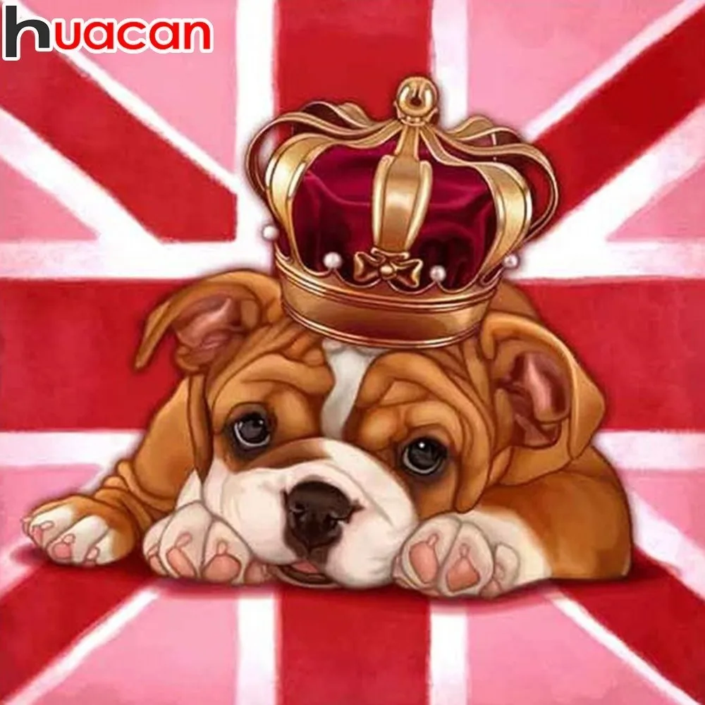 

HUACAN Diamond Painting Dog Diamond Embroidery Full Square National Flag Mosaic Picture Of Rhinestone Animal Decor Home Handmade