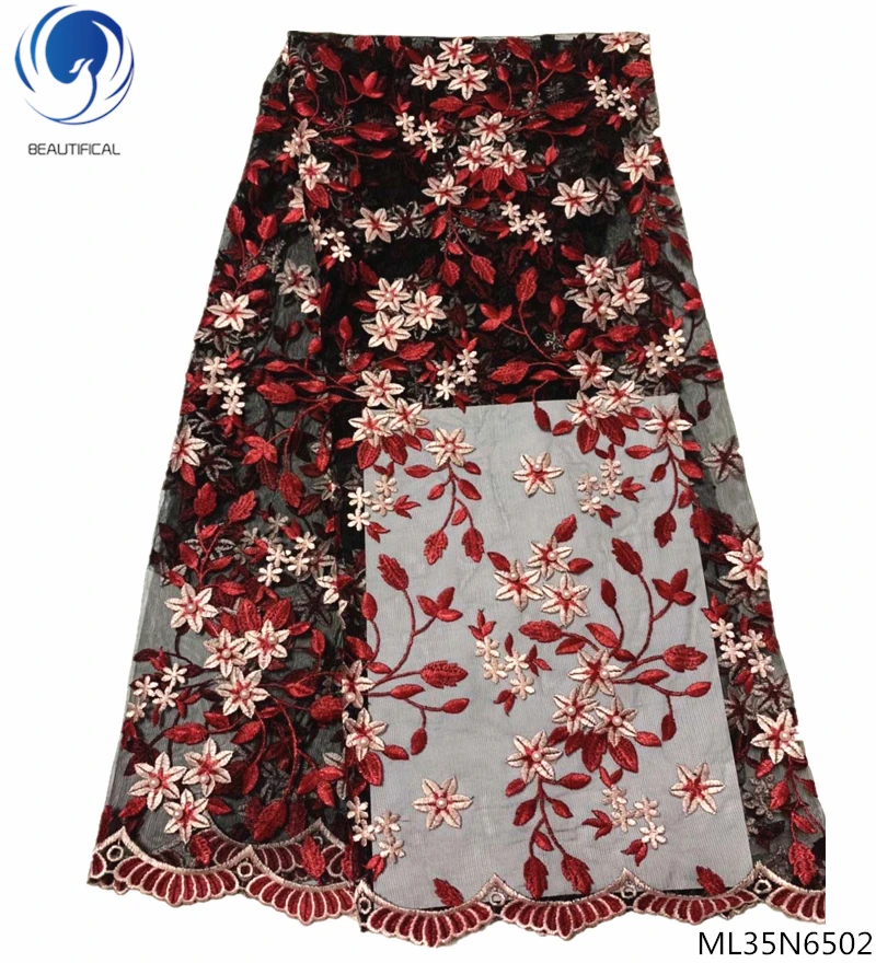 

BEAUTIFICAL flower lace fabric high quality french lace nigeria lace fabric embroidery fabrics for clothing 5yards/lot ML35N65