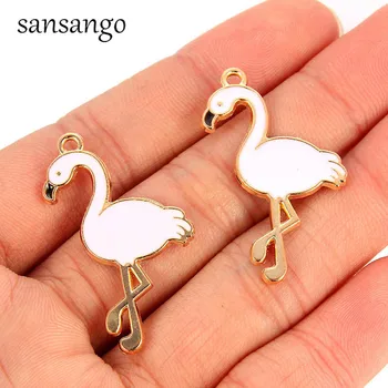 

10pcs Trendy Alloy Flamingo Enamel Charms Lovely Handmade Pendant Jewelry Findings For Necklace Bracelet Earrings