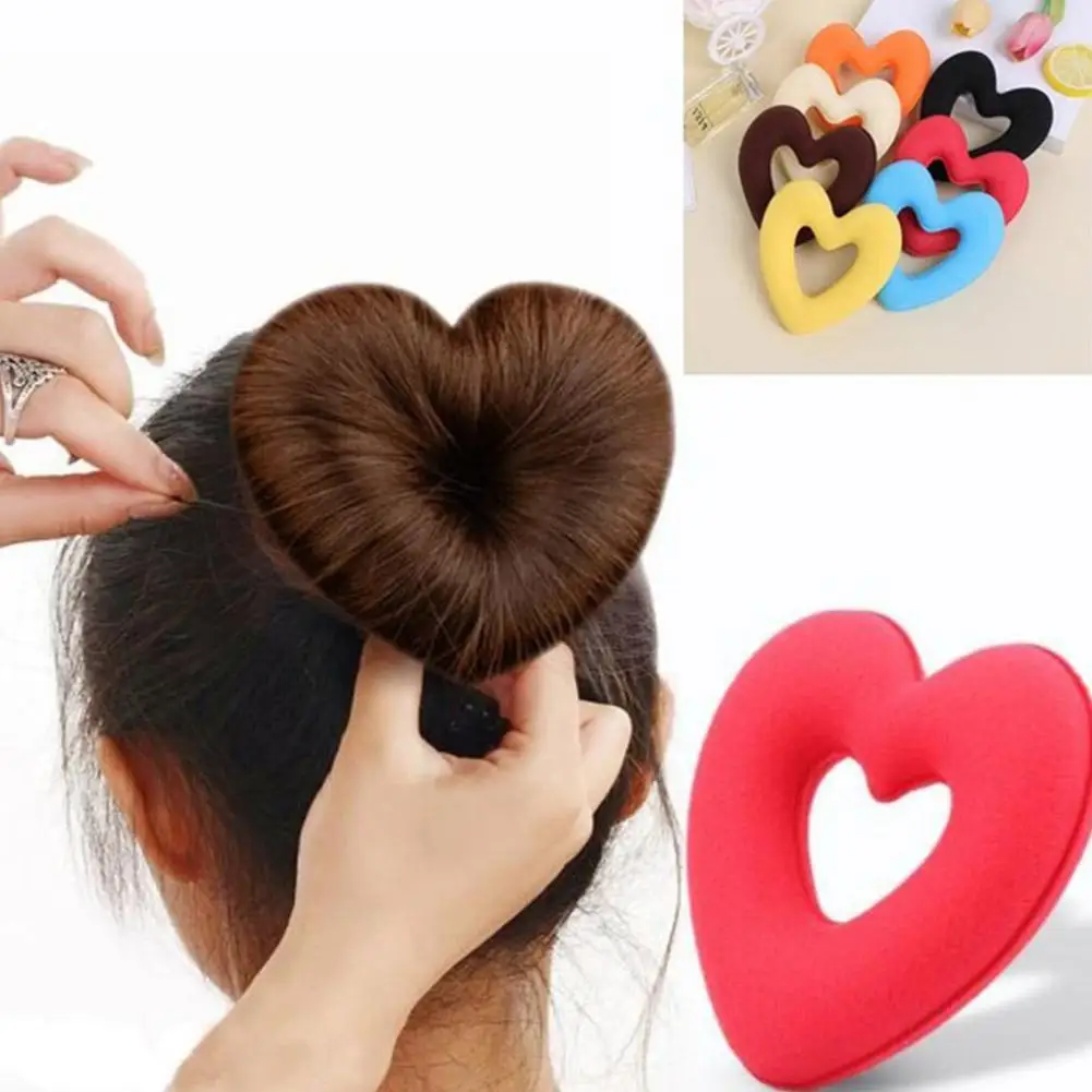 

Easy to Use Cute Heart-shaped Hair Styling Tool Chinese Women Girls Sponge Bract Head Meatball Hair Bun Ring Donut Maker