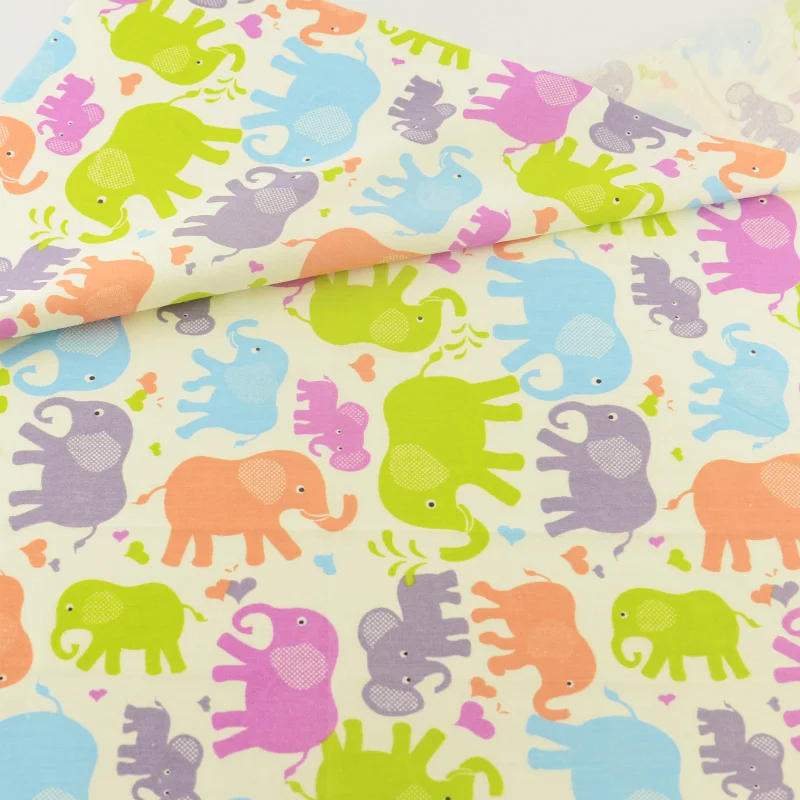 Elephant Fabric Elephant Cotton Fabric Yellow Cotton Fabric Cotton Fabric