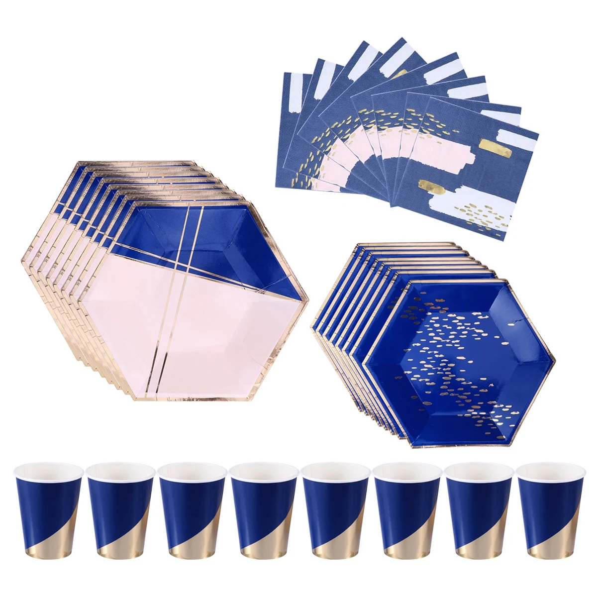 8PCS Gold Foil Happy Birthday Cups Disposable Napkins