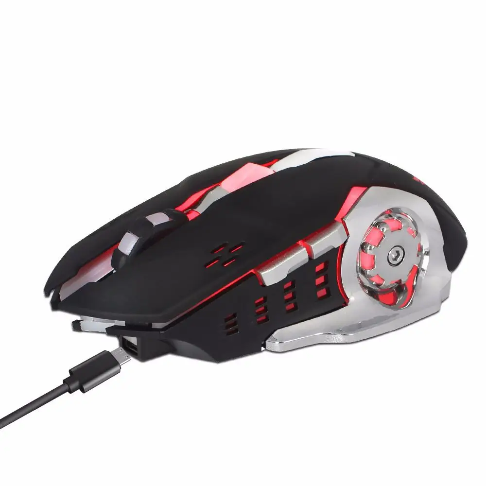 HXSJ M70 Беспроводная игровая мышь 2400 точек/дюйм перезаряжаемая 7 цветов подсветка