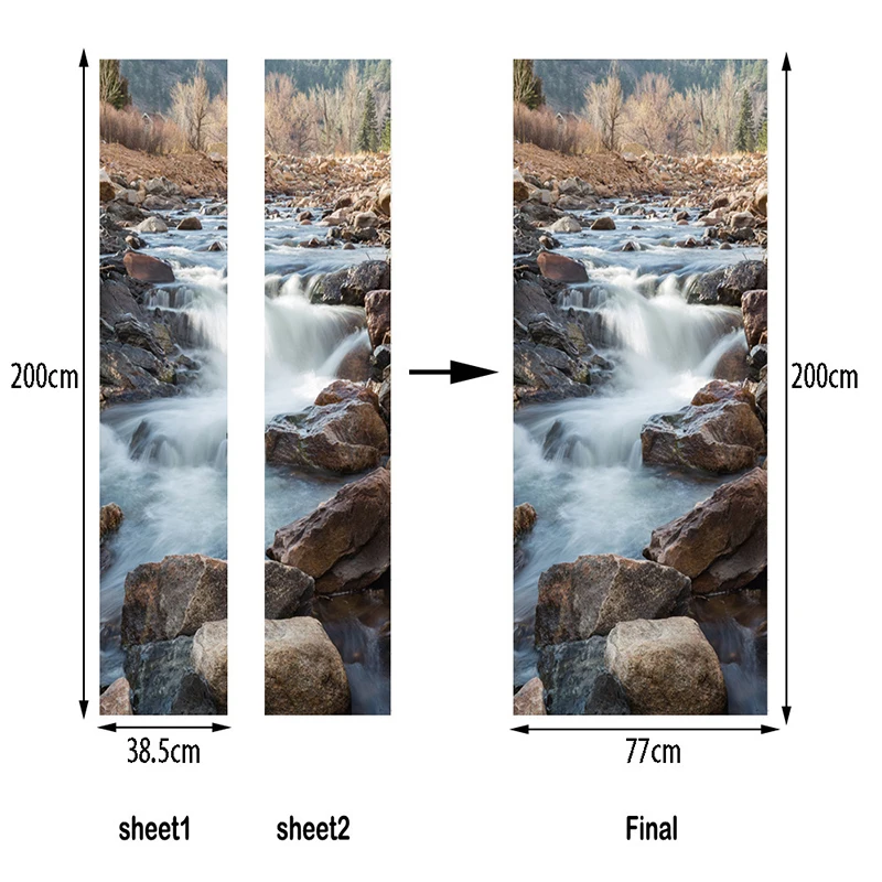 3D خزانة الباب جداريات ملصق PVC القابل للإزالة ملصق ديكور المنزل