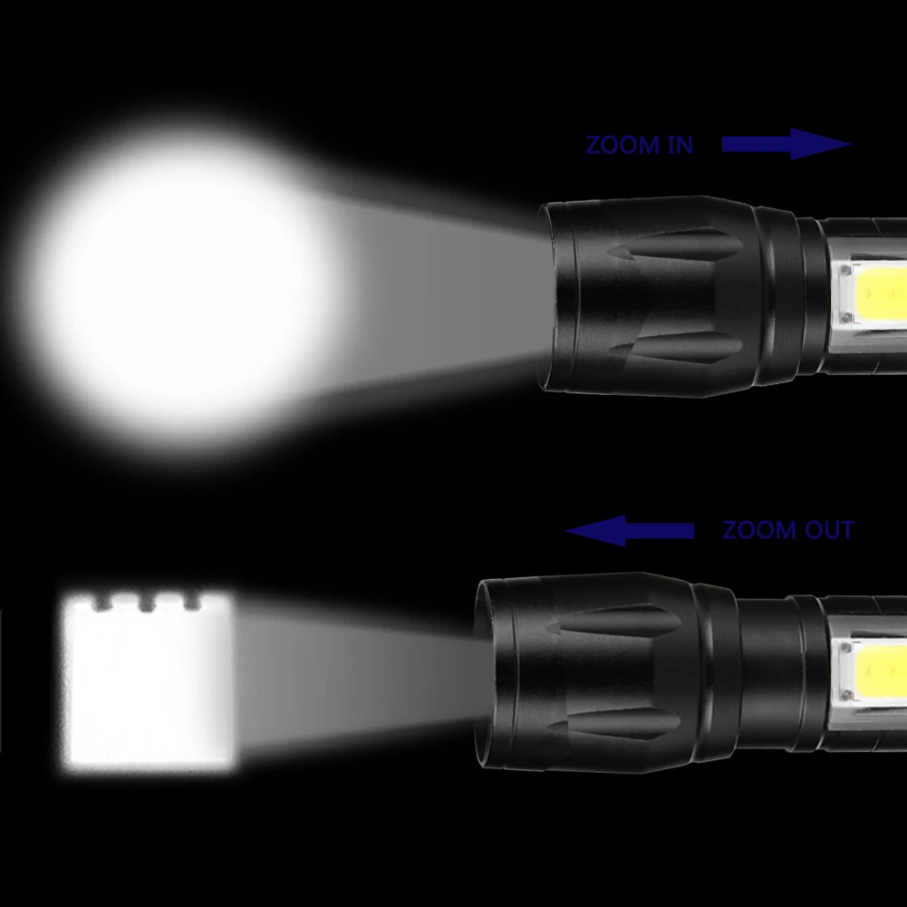 3 режима USB Перезаряжаемый светильник-вспышка 3800LM XPE COB светодиодный светильник-вспышка масштабируемый тактический фонарь с батареей+ коробка