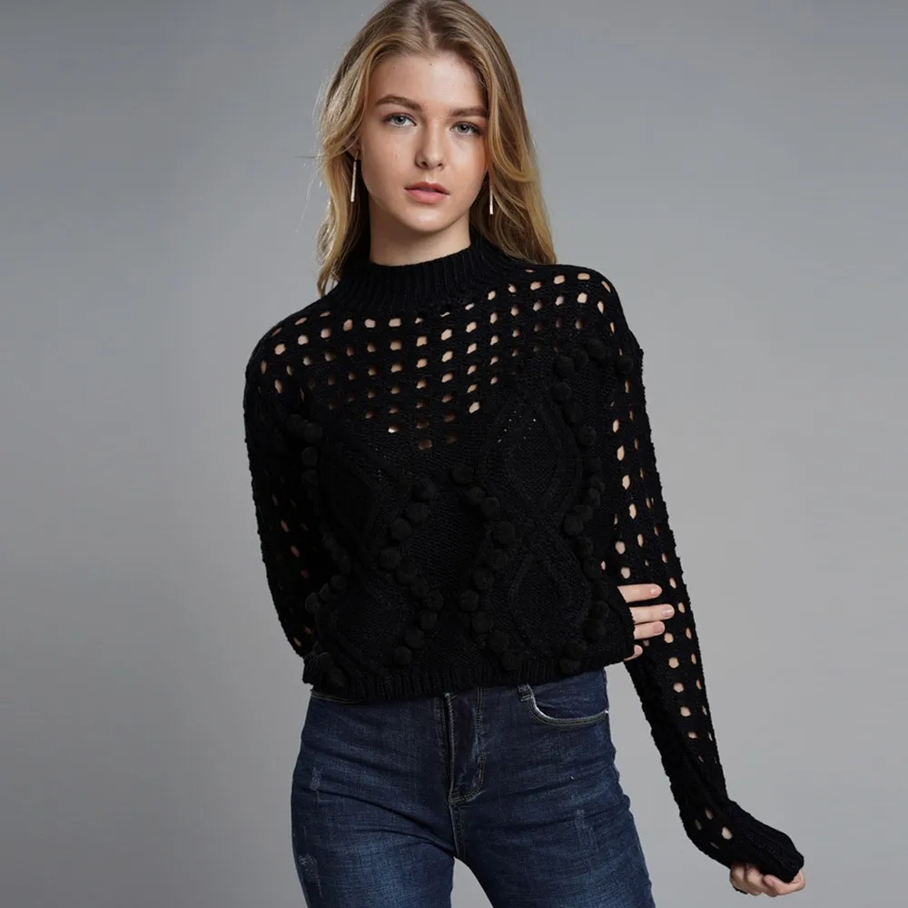 Women Sweaters Winter Casual Boho Streetwear Plus Size Loose Pullover Plain Hollow Female Fashion OL Elegant White Tops Knitwear