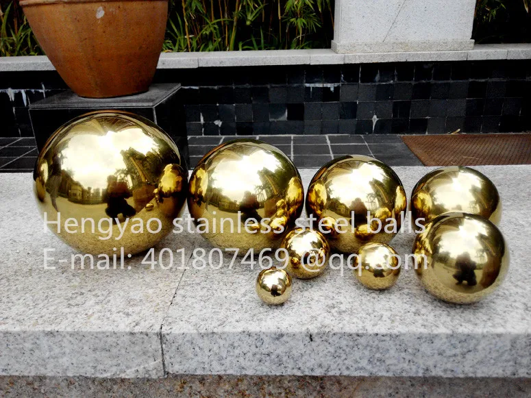 

Golden ball Dia 42mm 4.2cm stainless steel titanium plated gold hollow ball seamless ball home yard interior decoration ball