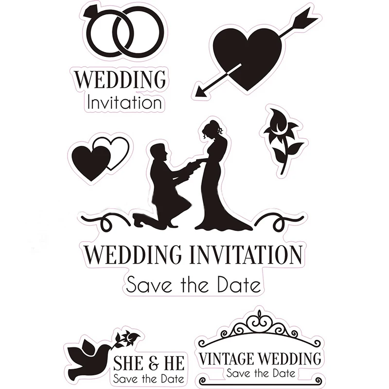 

Wedding Invitation clear stamps for scrapbooking Rubber Stamps Transparent Silicone Stamp/Seal Valentine's Day Decorations