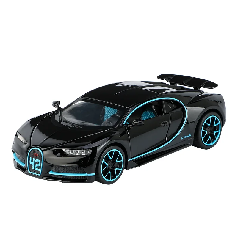 

3225A 1:32 Scale Bugat Chiron Alloy Sports Car Model Diecast Sound Light Pull Back Door Toy For Children Hot Vehicles Gift