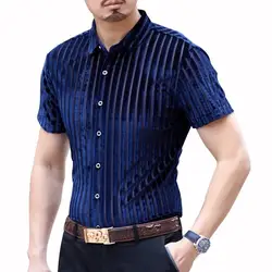 Camicia Uomo 2019 летняя модная уличная рубашка прозрачная с коротким рукавом рубашка Camisa Hombre рубашка гавайская Мужская рубашка Camisa Social