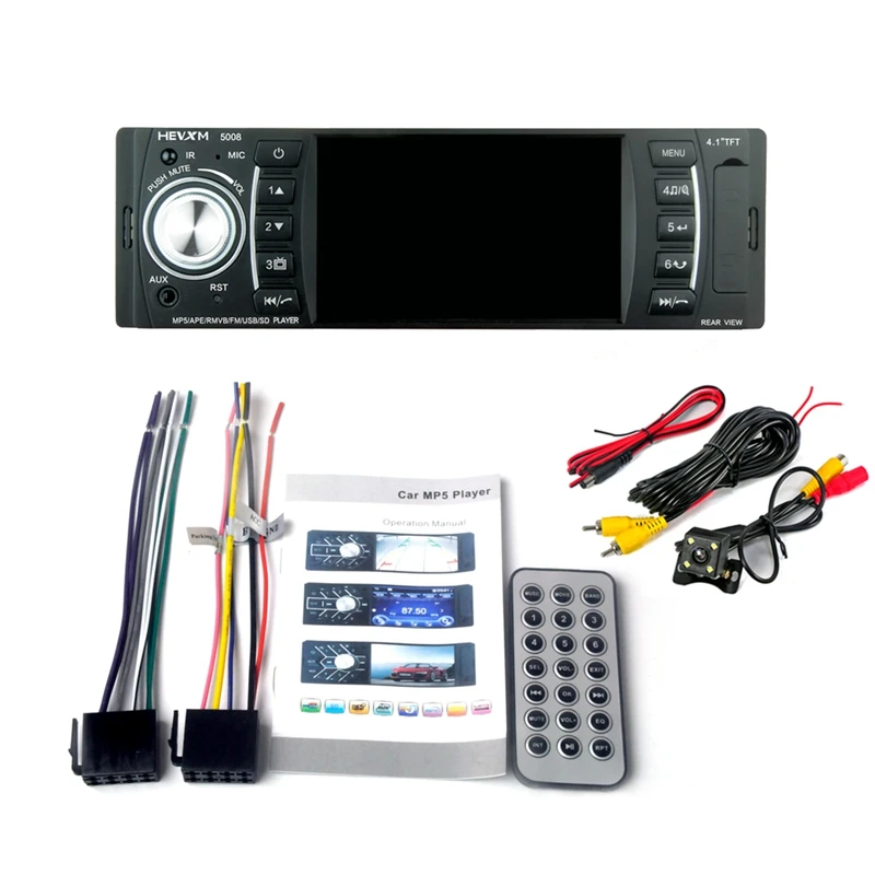 

Hevxm 5008 Car Mp54.1 Inch Hd Player Bluetooth Hands-Free Call Fast Charge Car Mp4 Card Machine With Camera