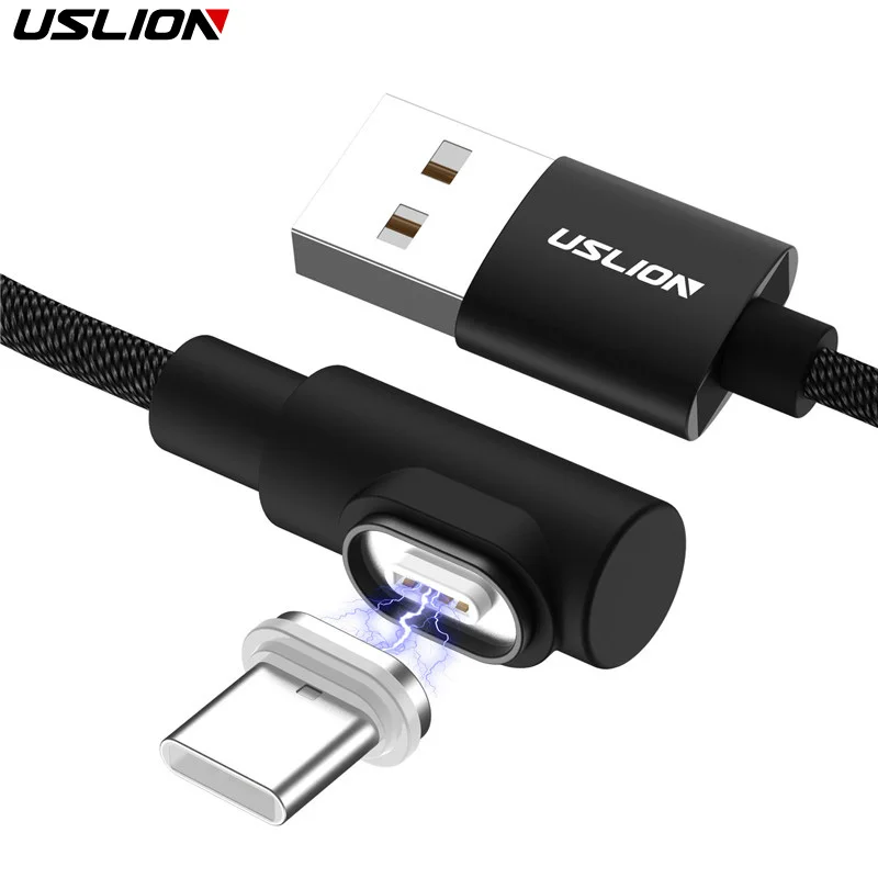 

USLION 90 Degree Magnetic Cable usb c Micro usb Type C Fast Charging Cable L-Line Micro usb Type-C Magnet Charger for xiaomi