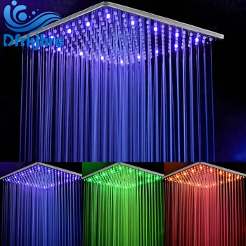 

Oil Rubbed Bronze LED Square 10-inch Rainfall Shower Head Bathroom Top Spray Bathroom