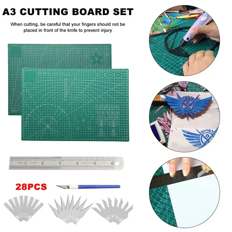 

28PCS Pen Cutter Set Cutting Pad A3 Model Student Engraving Model Auxiliary Tool
