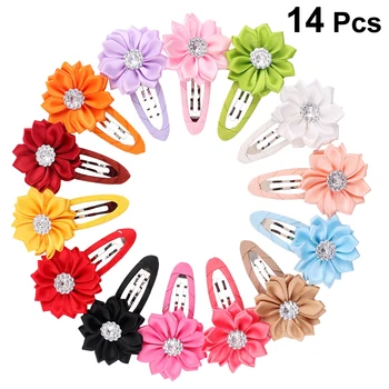 

14pcs Kids Hairpin Flower Rhinestone Colorful Cute Hair Clip Beauty Accessories Girl Hairpin Hairpin for Children Baby Girls
