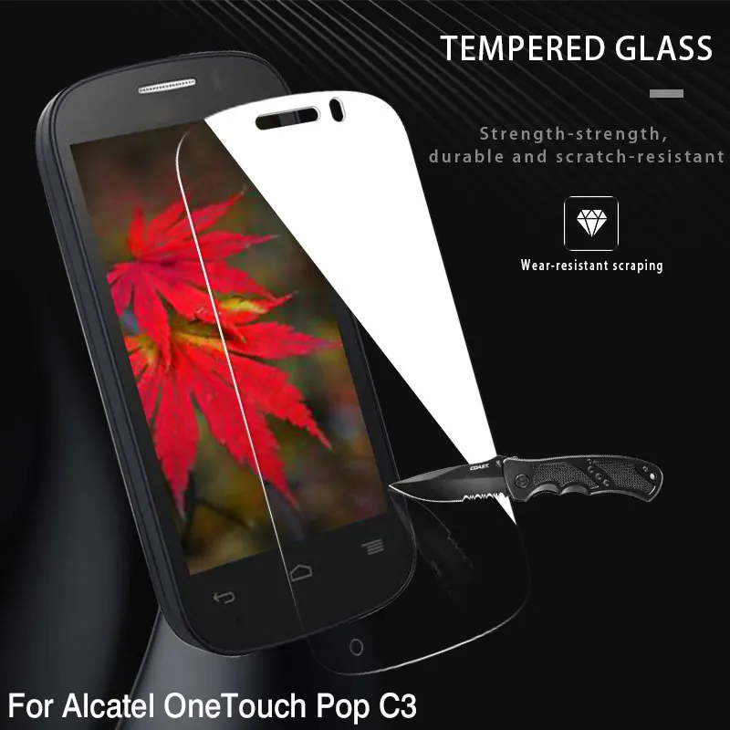 Закаленное стекло для Alcatel OneTouch Pop C3 защита экрана телефона легкая в установке