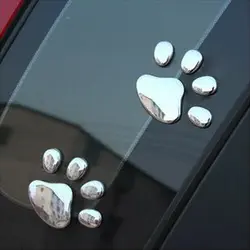 Автомобиль стикеры серебро 3D Chrome Готовые медведь принт в виде лапок животных эмблемы Наклейка стайлинга автомобилей