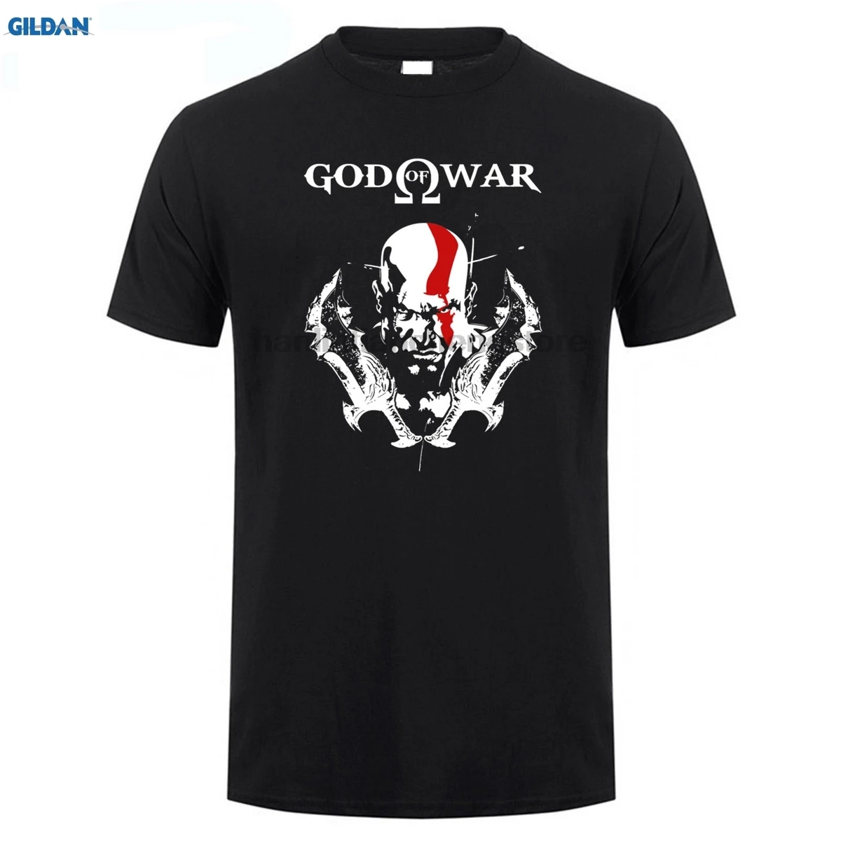 

GILDAN GOD OF WAR lead logoT shirt, two knives and male head fashion T-shirt