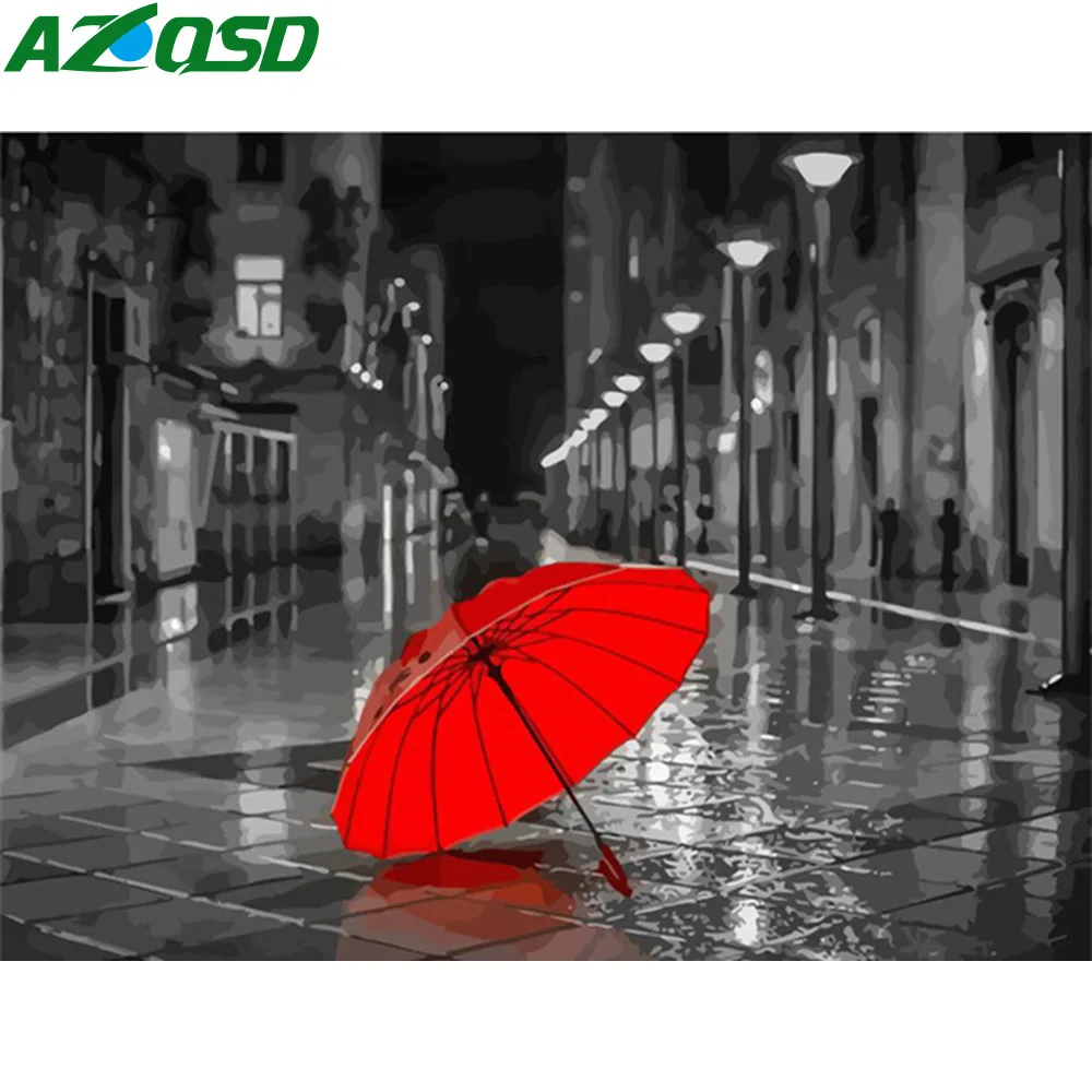 

AZQSD Oil Painting By Numbers Street Scenery Painting DIY Hand Painted Frameless Landscape Paint On Canvas SZGD112 Home Decor