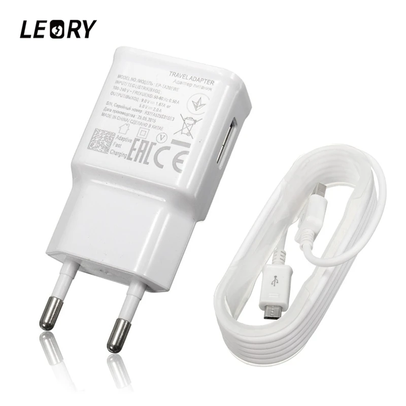 LEORY 5V 2A EU вилка адаптер для зарядного устройства с микро USB кабелем быстрая