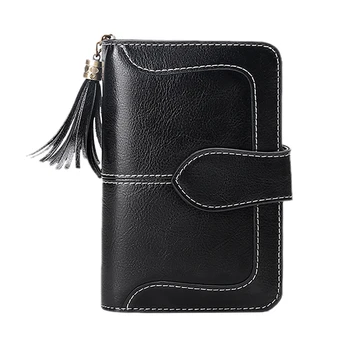 

TFTP-SENDEFN New Wallet Female Small Purse PU Short Wallet Women Zipper Pocket Tassel Two Fold Coin Mini Purse