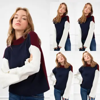 

Women Fashion Casual Winter Long Sleeve Turtle Neck Knitted Pullover Sweater Top