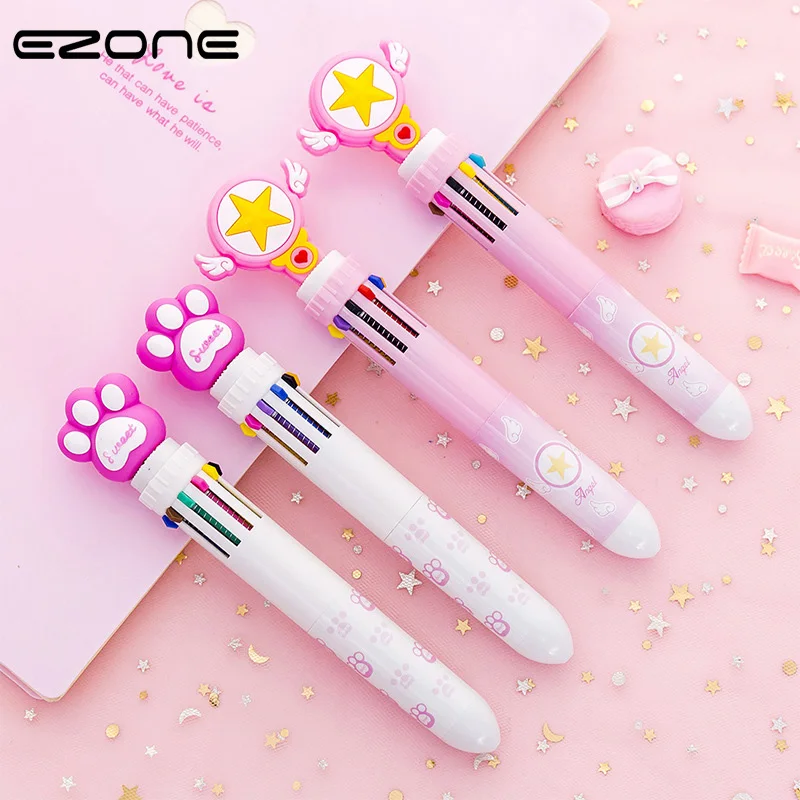 

EZONE 10 Colors Ballpoint For Children Scrapbook DIY Graffiti Design Of Magic Wand Cat Claw Shape Painting Pens School Supply