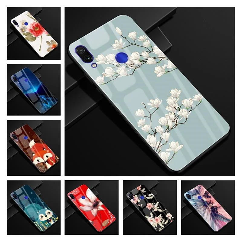 

Luxury Glass Case For Xiaomi Redmi Note 7 Case 6.3" Hard Back Cover Case For Xiaomi Redmi Note 7 Pro Case TPU Frame Coque Funda