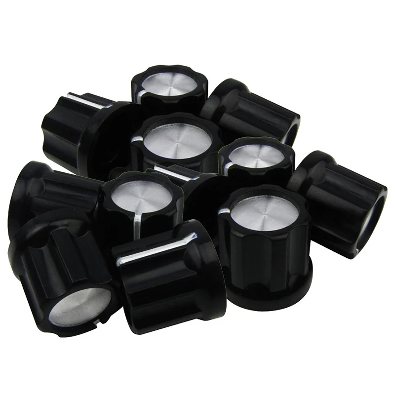 D Type Shaft Guitar Bass Pot Knobs Amp Knobs Buttons Caps, Black With