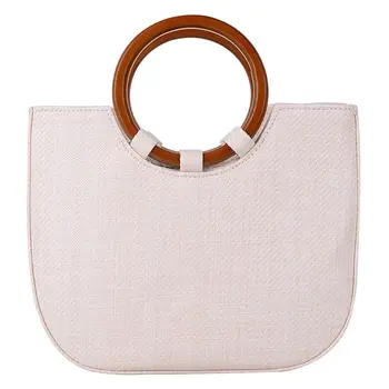 

Womens Summer Beach Straw Handbag Casual Satchel Straw Bag Top Handle Tote Shoulder Handbag(Beige)